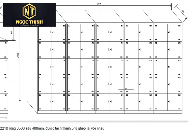 Tủ đặt theo yêu cầu 10 cánh 5 khoang 06